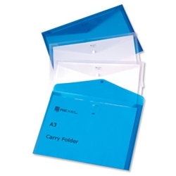 Rexel Carry Folder Transparent Blue A3 [Pack 5]